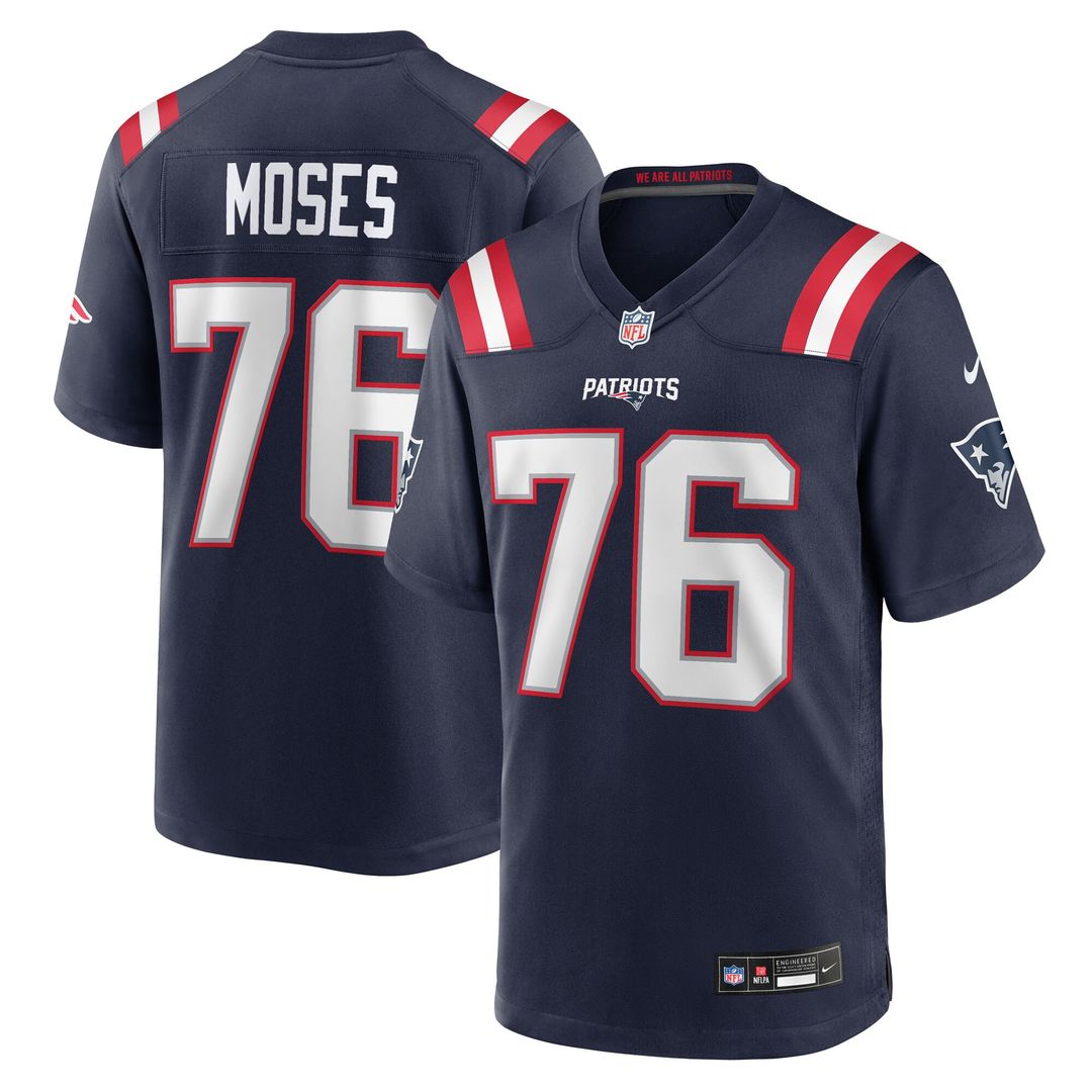 Morgan Moses New England Patriots Nike Team Game Jersey - Navy Official NFL Team Apparel Football Fan Gear