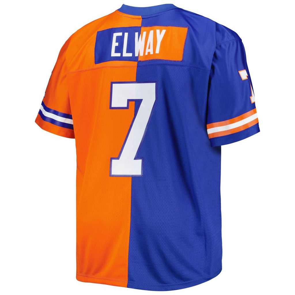 John Elway Denver Broncos Mitchell & Ness Big & Tall Split Legacy Retired Player Replica Jersey - Royal/Orange Official NFL Team Apparel Football Fan
