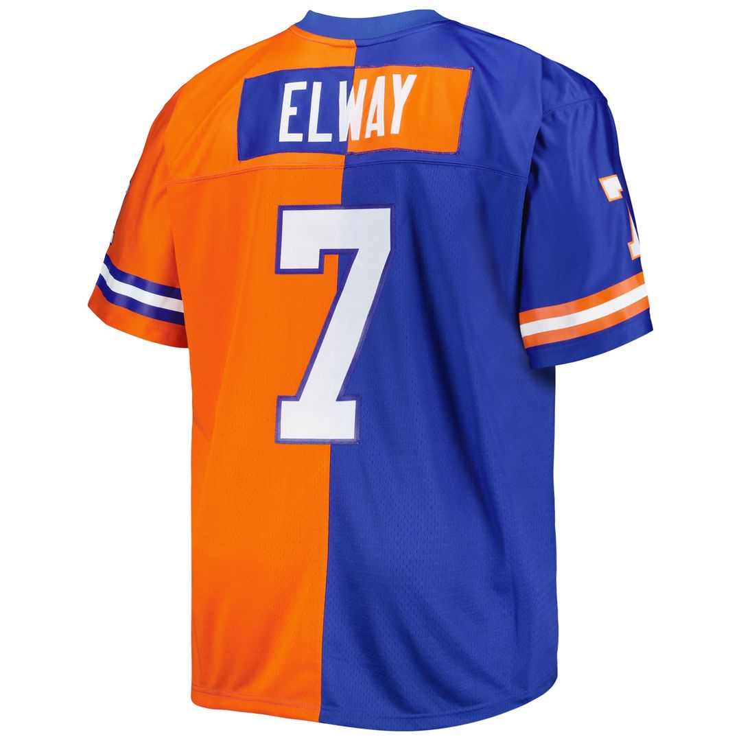 John Elway Denver Broncos Mitchell & Ness Big & Tall Split Legacy Retired Player Replica Jersey - Royal/Orange Official NFL Team Apparel Football Fan