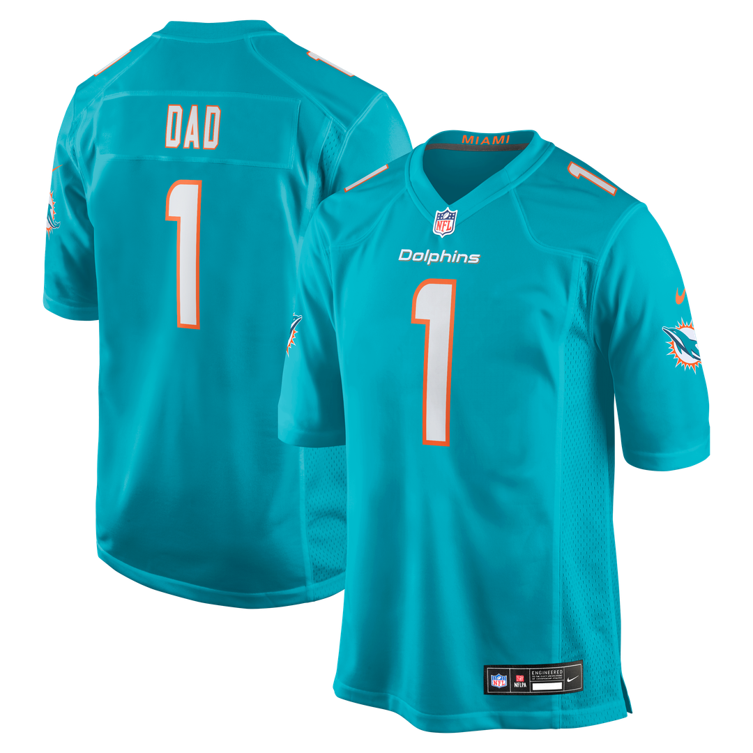 Number 1 Dad Miami Dolphins Nike Game Jersey - Aqua Official NFL Team Apparel Football Fan Gear