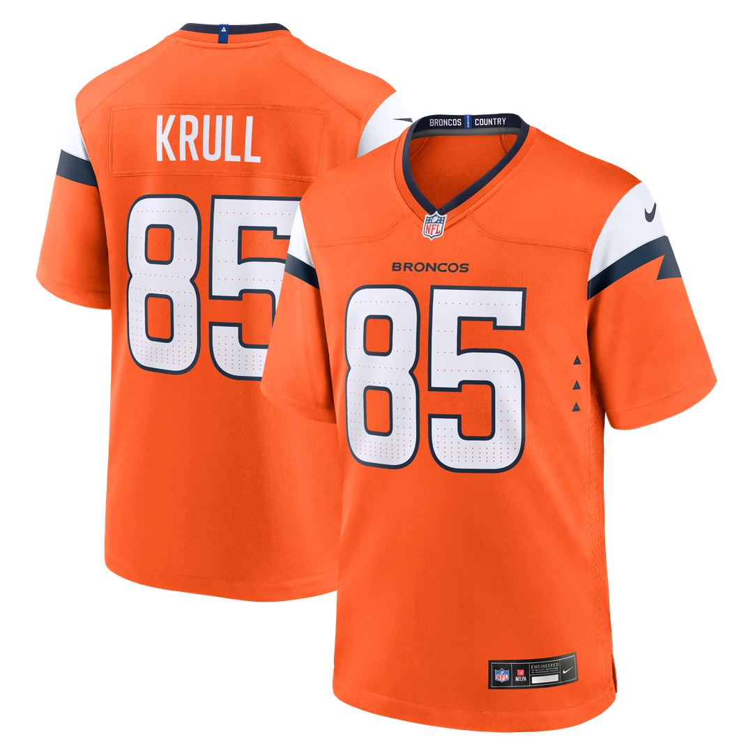 Lucas Krull Denver Broncos Nike Team Game Jersey - Orange Official NFL Team Apparel Football Fan Gear