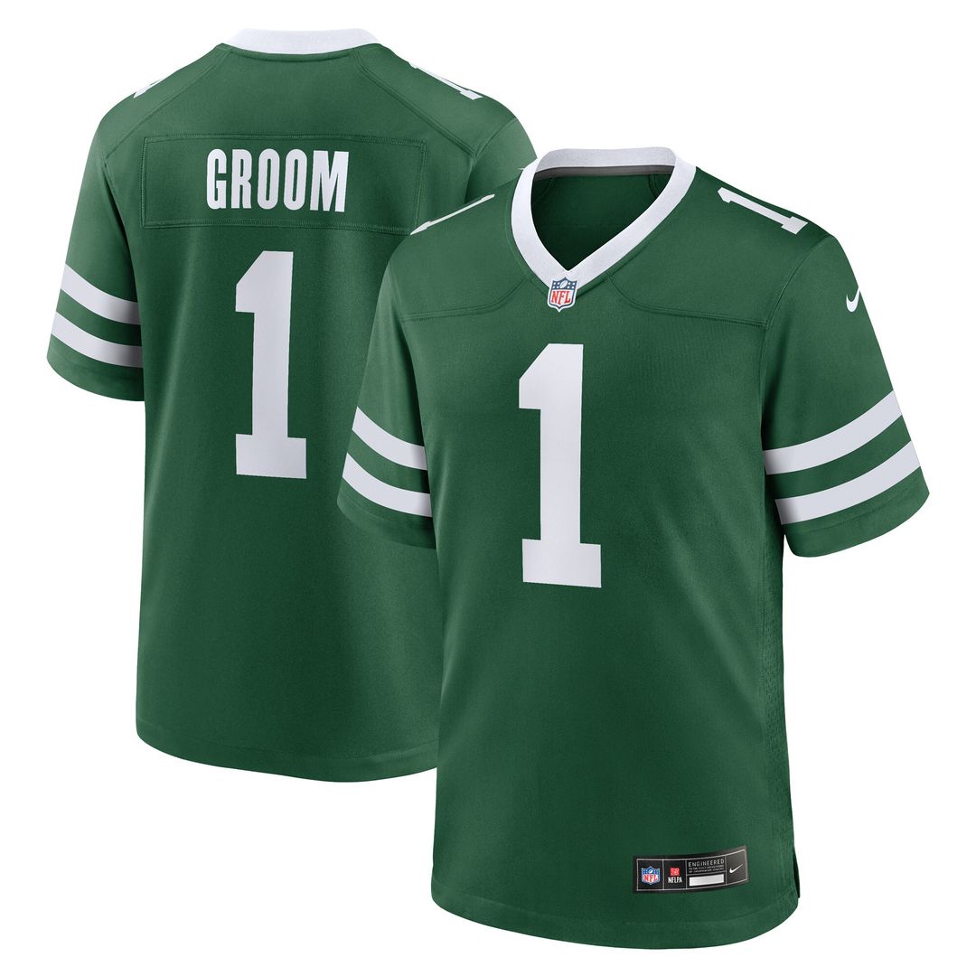 Number 1 Groom New York Jets Nike Game Jersey - Legacy Green Official NFL Team Apparel Football Fan Gear