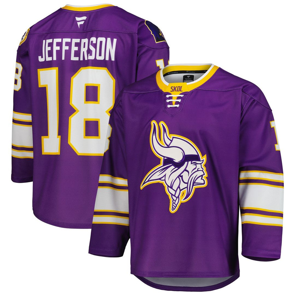 Justin Jefferson Minnesota Vikings Fanatics Hockey Jersey - Purple Official NFL Team Apparel Football Fan Gear