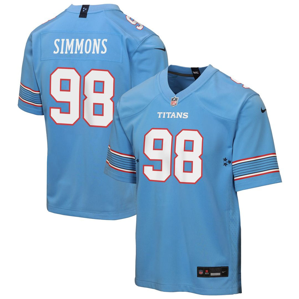 Jeffery Simmons Tennessee Titans Nike Youth Game Jersey - Light Blue Official NFL Team Apparel Football Fan Gear