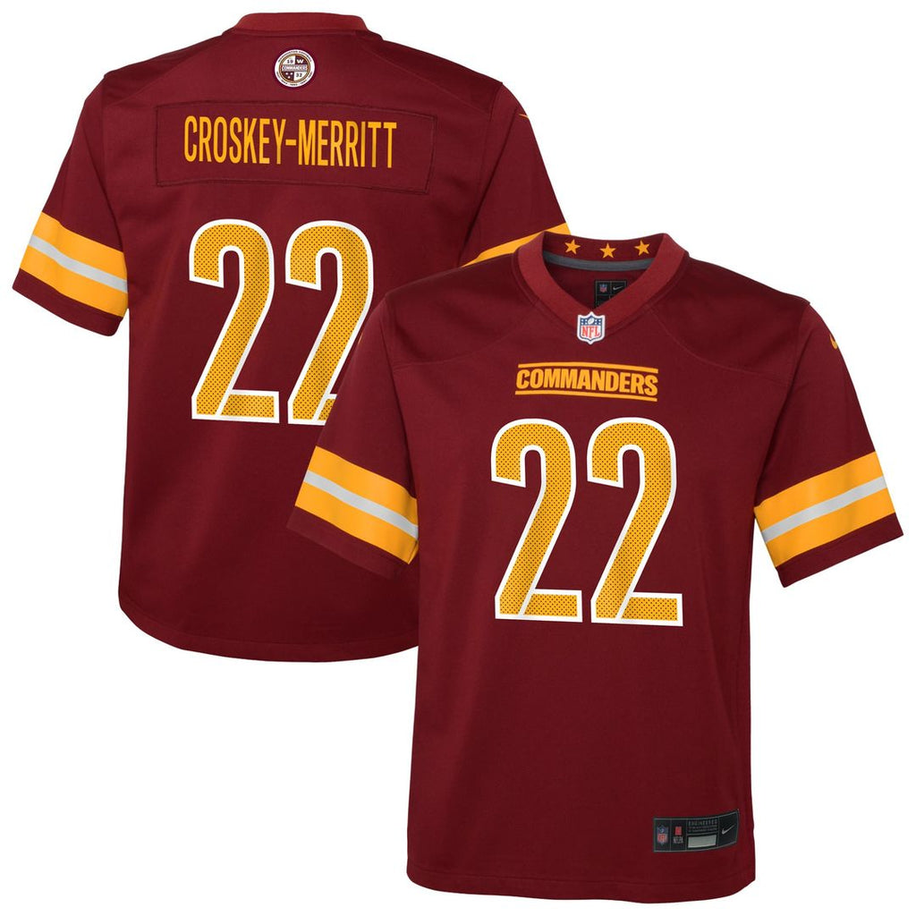 Jacory Croskey-Merritt Washington Commanders Nike Youth Team Game Jersey - Burgundy Official NFL Team Apparel Football Fan Gear