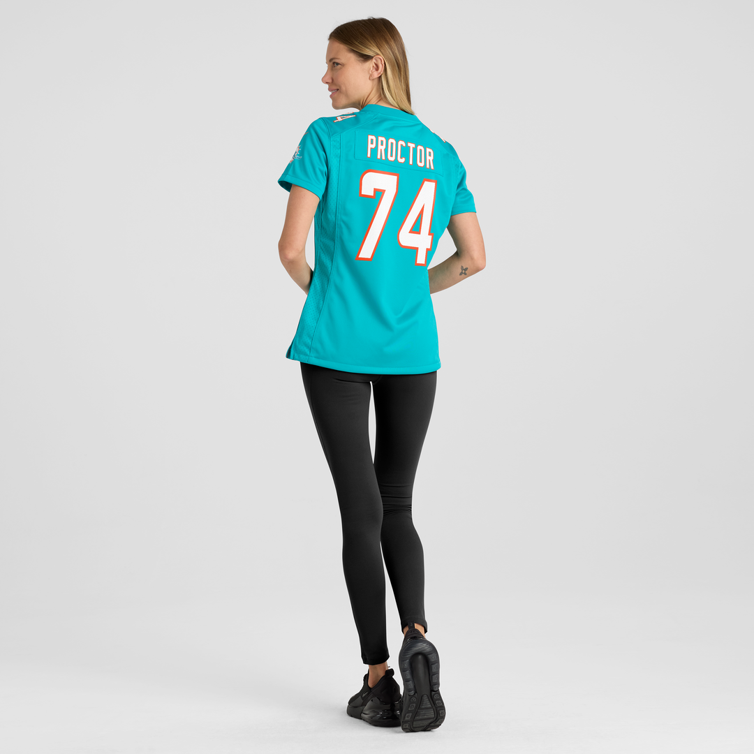 Kadyn Proctor Miami Dolphins Nike Women's Team Game Jersey - Aqua Official NFL Team Apparel Football Fan Gear
