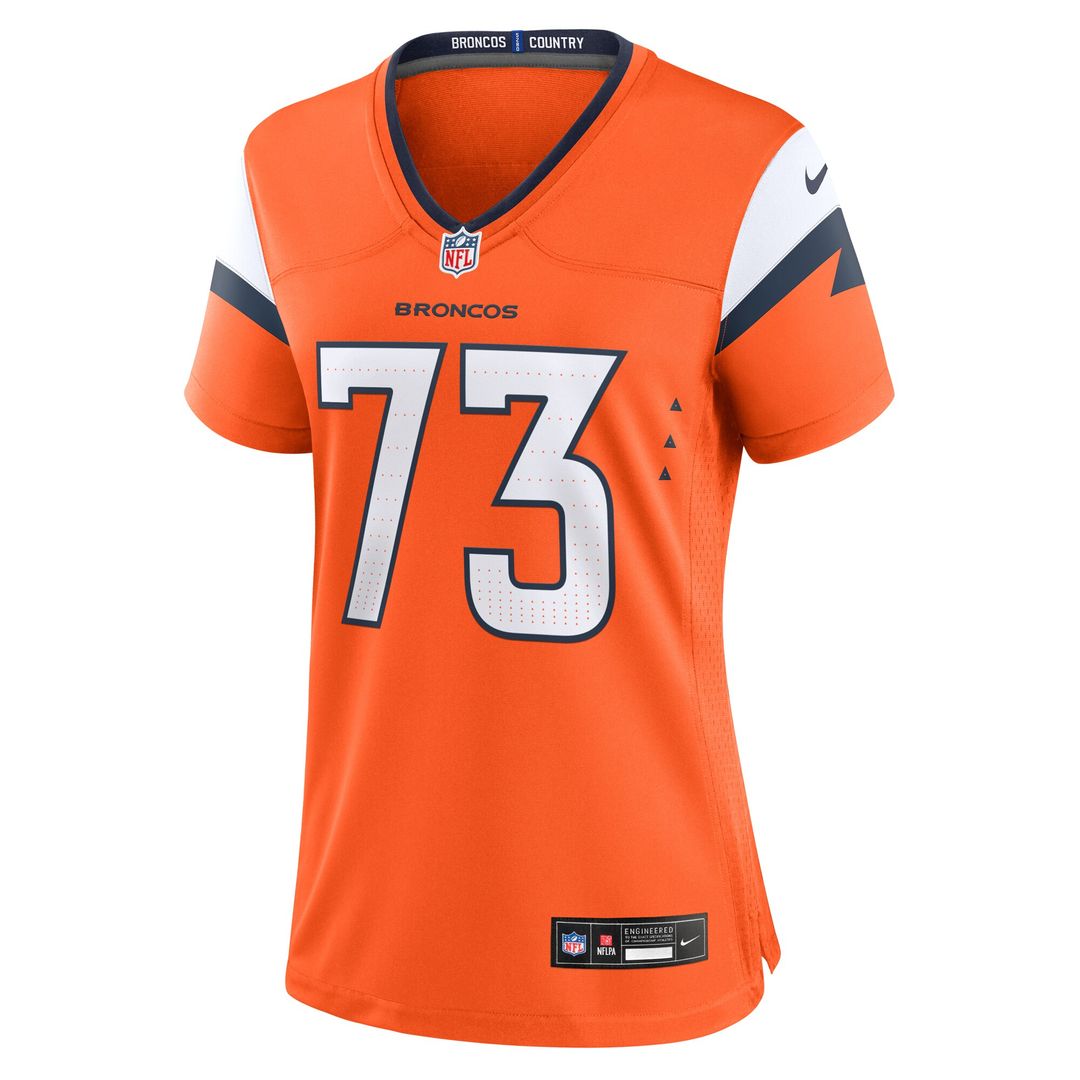 Frank Crum Denver Broncos Nike Women's Team Game Jersey - Orange Official NFL Team Apparel Football Fan Gear