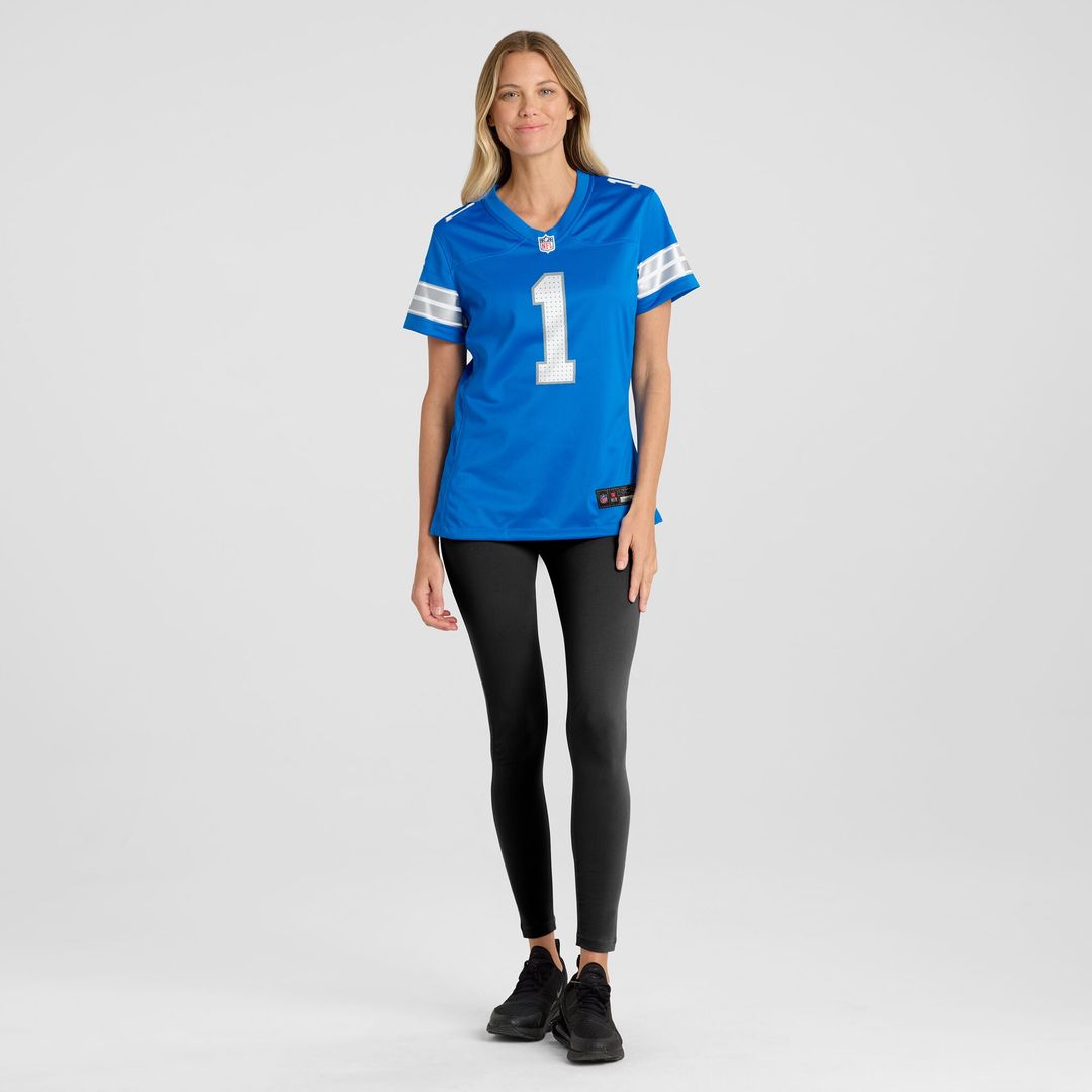 Number 1 Bride Detroit Lions Nike Women's Game Jersey - Blue Official NFL Team Apparel Football Fan Gear