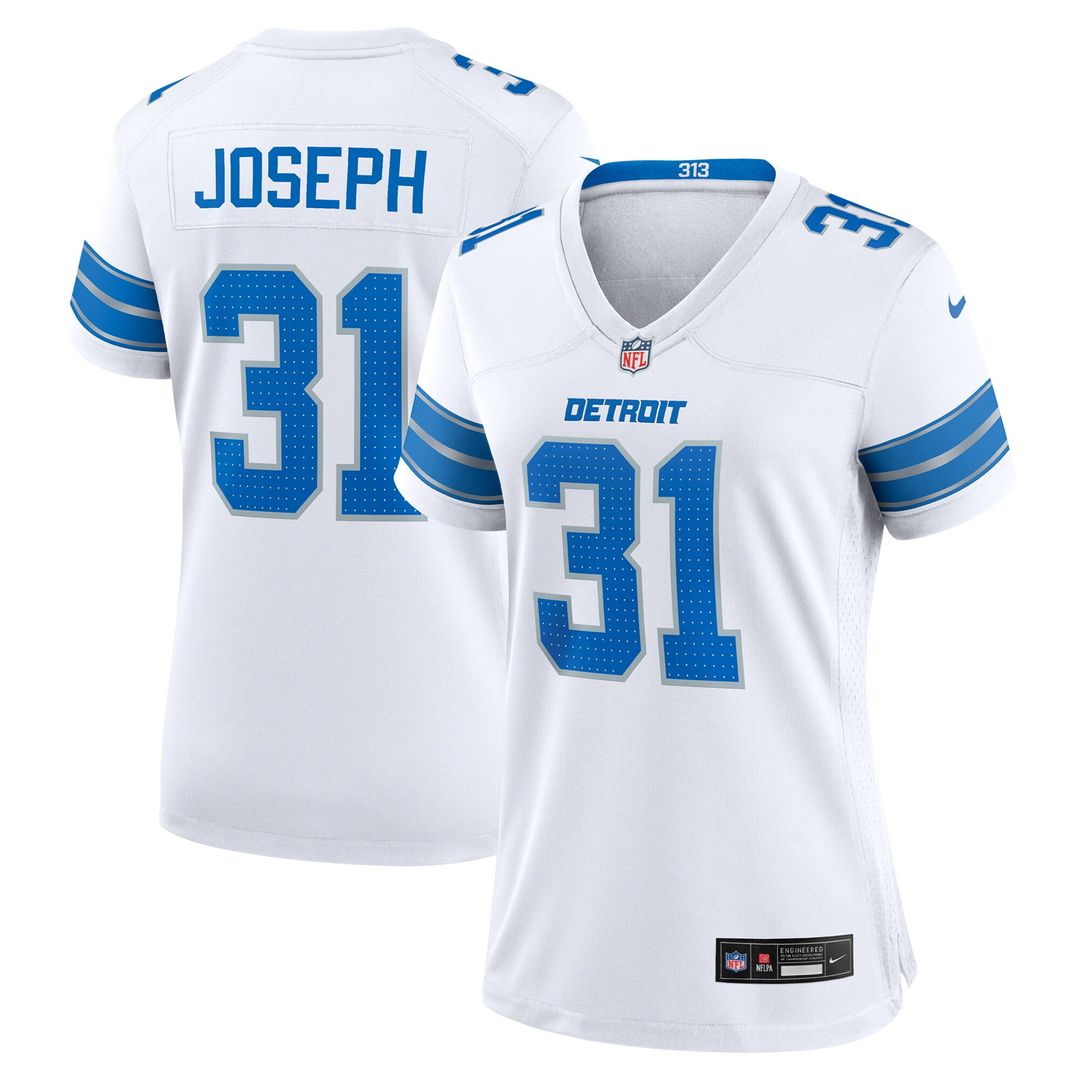Kerby Joseph Detroit Lions Nike Women's Game Jersey - White Official NFL Team Apparel Football Fan Gear