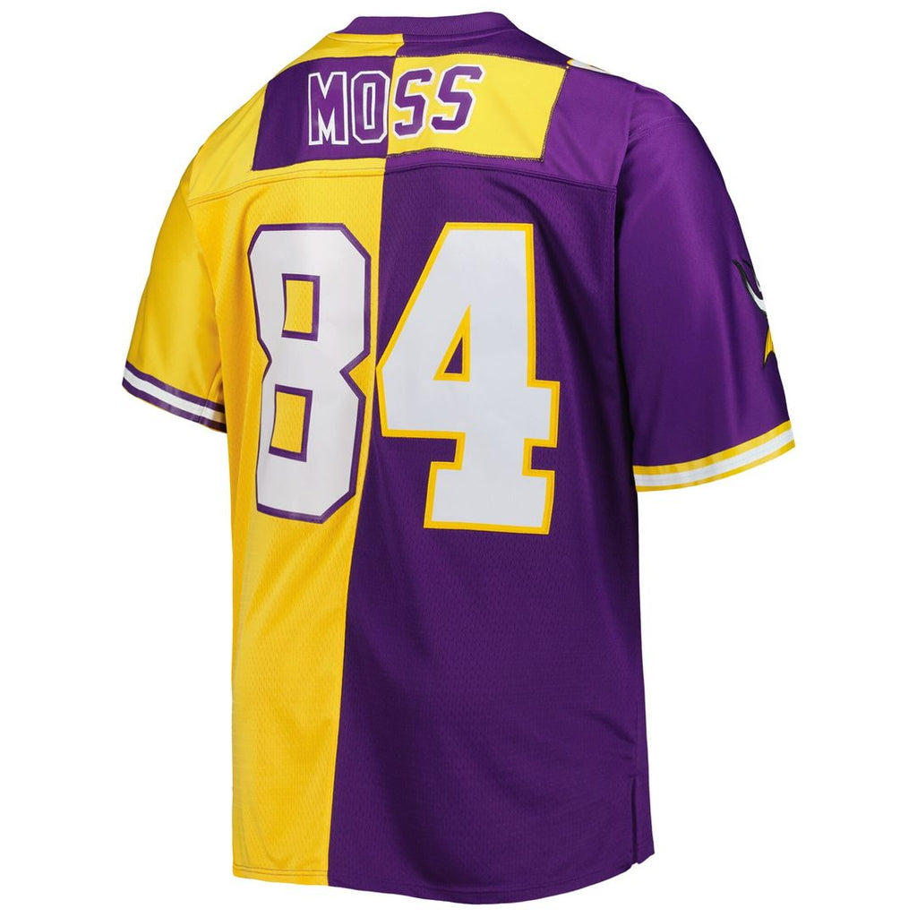 Randy Moss Minnesota Vikings Mitchell & Ness Big & Tall Split Legacy Retired Player Replica Jersey - Purple/Gold Official NFL Team Apparel Football Fa