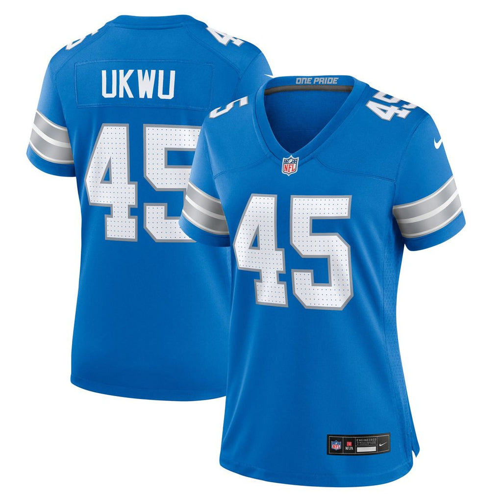 Isaac Ukwu Detroit Lions Nike Women's Game Jersey - Blue Official NFL Team Apparel Football Fan Gear