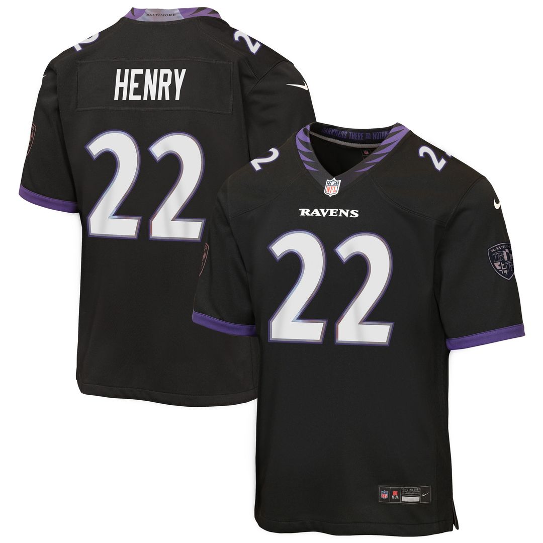 Derrick Henry Baltimore Ravens Nike Youth Alternate Game Jersey - Black Official NFL Team Apparel Football Fan Gear