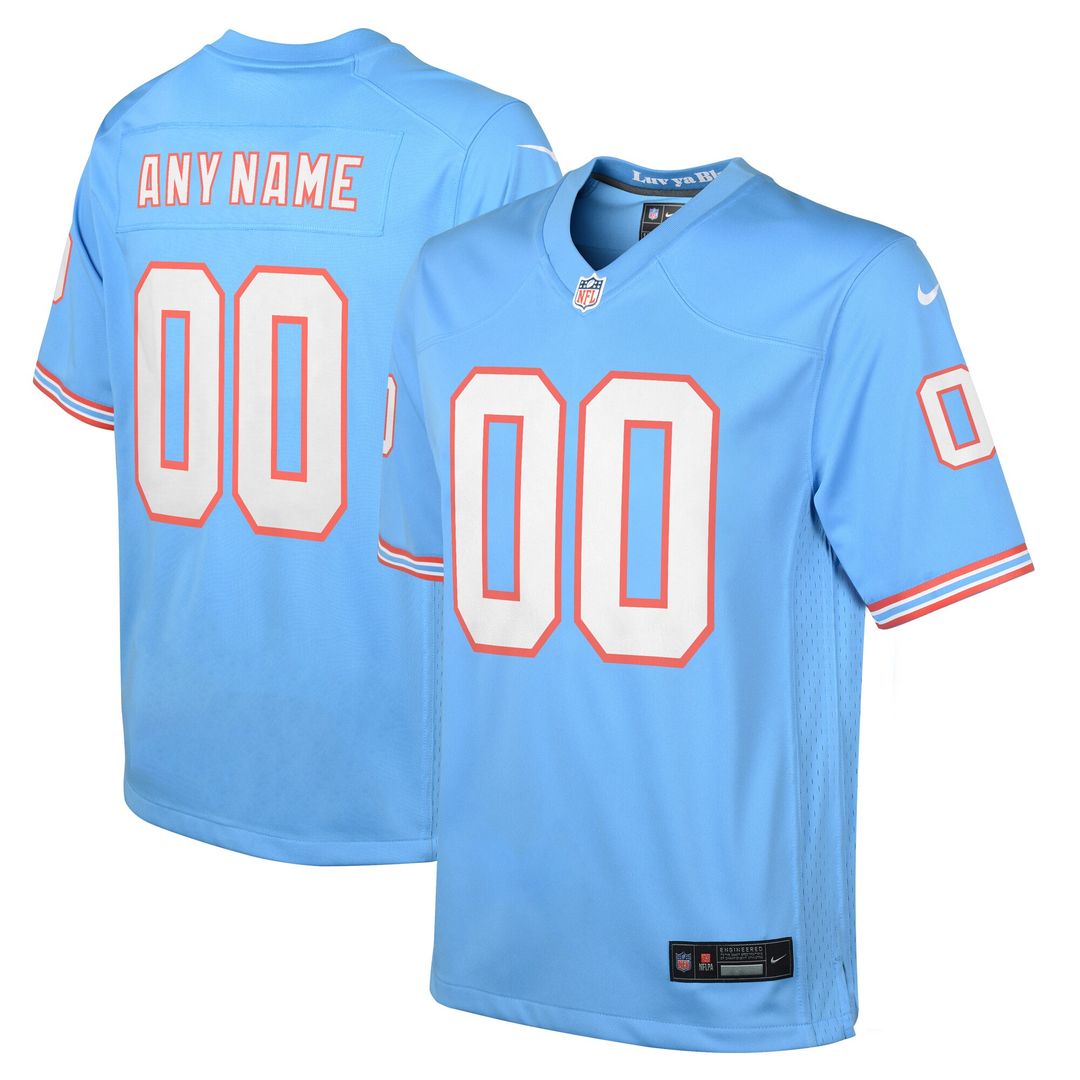 Tennessee Titans Nike Youth Oilers Throwback Custom Game Jersey - Light Blue Official NFL Team Apparel Football Fan Gear