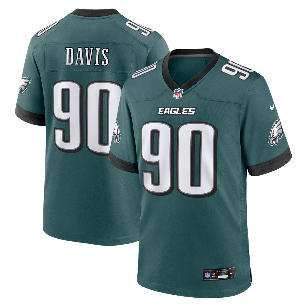 Jordan Davis Philadelphia Eagles Nike Team Game Jersey - Midnight Green Official NFL Team Apparel Football Fan Gear