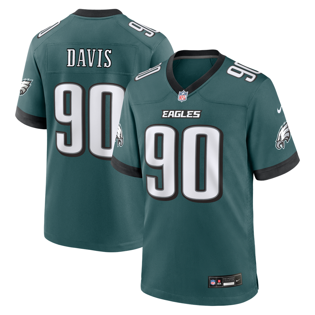 Jordan Davis Philadelphia Eagles Nike Team Game Jersey - Midnight Green Official NFL Team Apparel Football Fan Gear