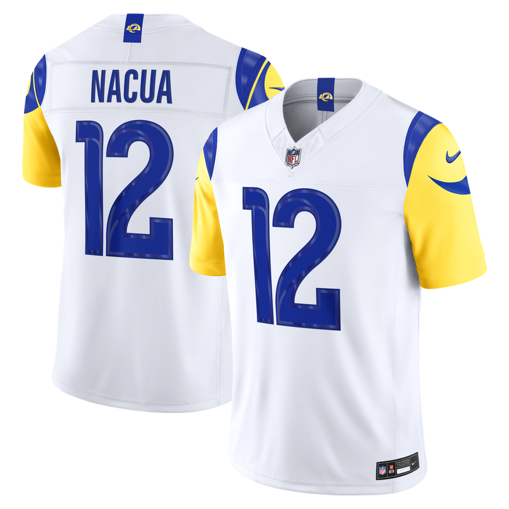 Puka Nacua Los Angeles Rams Nike Vapor F.U.S.E. Stitched Limited Jersey - White Official NFL Team Apparel Football Fan Gear