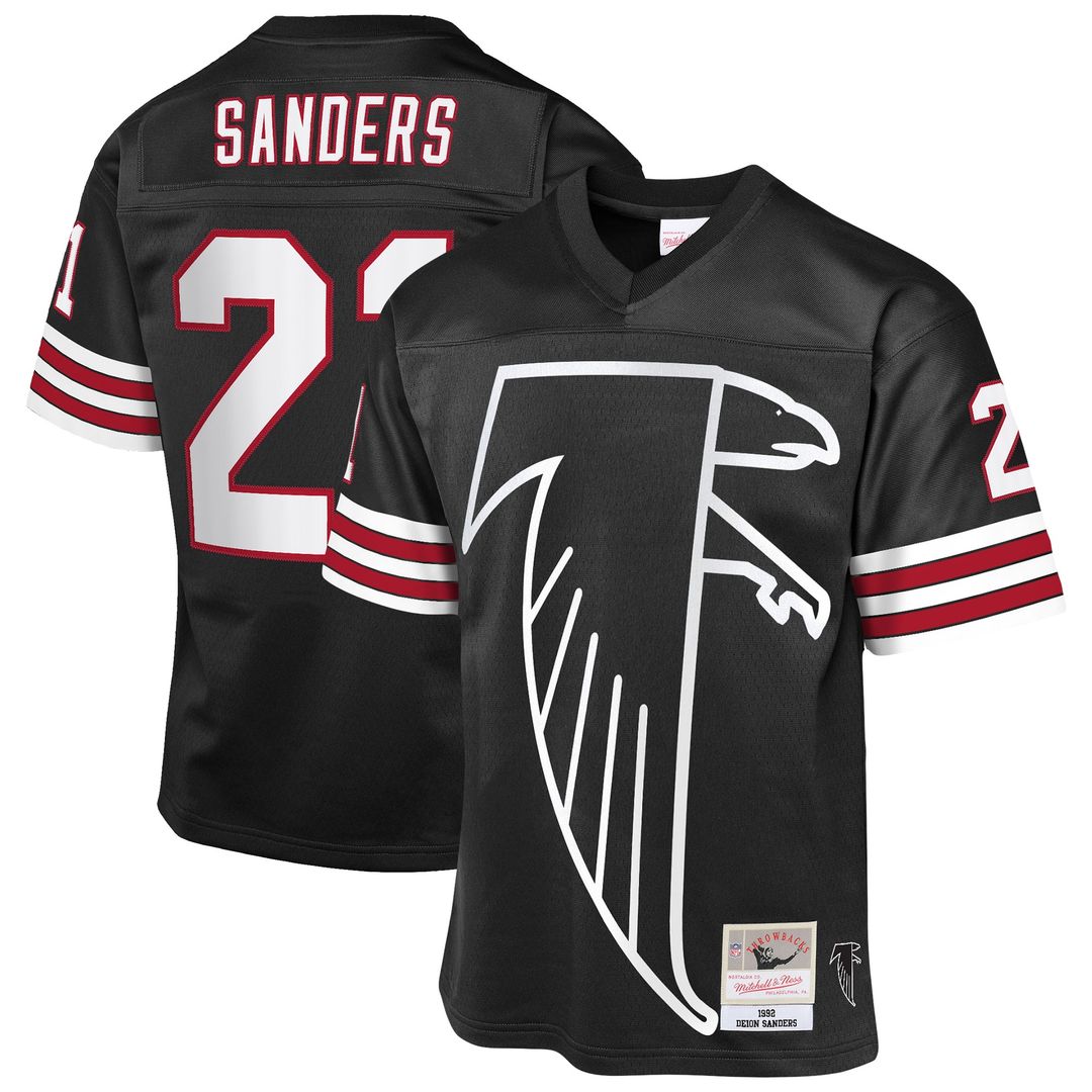 Deion Sanders Atlanta Falcons Mitchell & Ness Youth 1992 Throwback Fashion Jersey - Black Official NFL Team Apparel Football Fan Gear