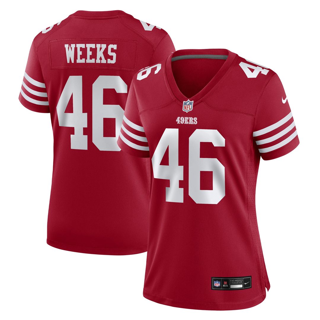 Jon Weeks San Francisco 49ers Nike Women's Team Game Jersey - Scarlet Official NFL Team Apparel Football Fan Gear