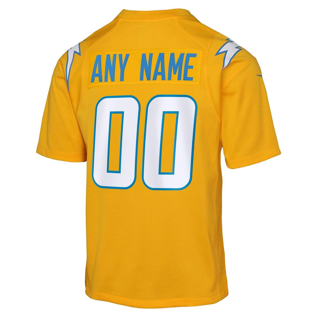 Los Angeles Chargers Nike Youth Alternate Charger Power Game Custom Jersey - Gold Official NFL Team Apparel Football Fan Gear