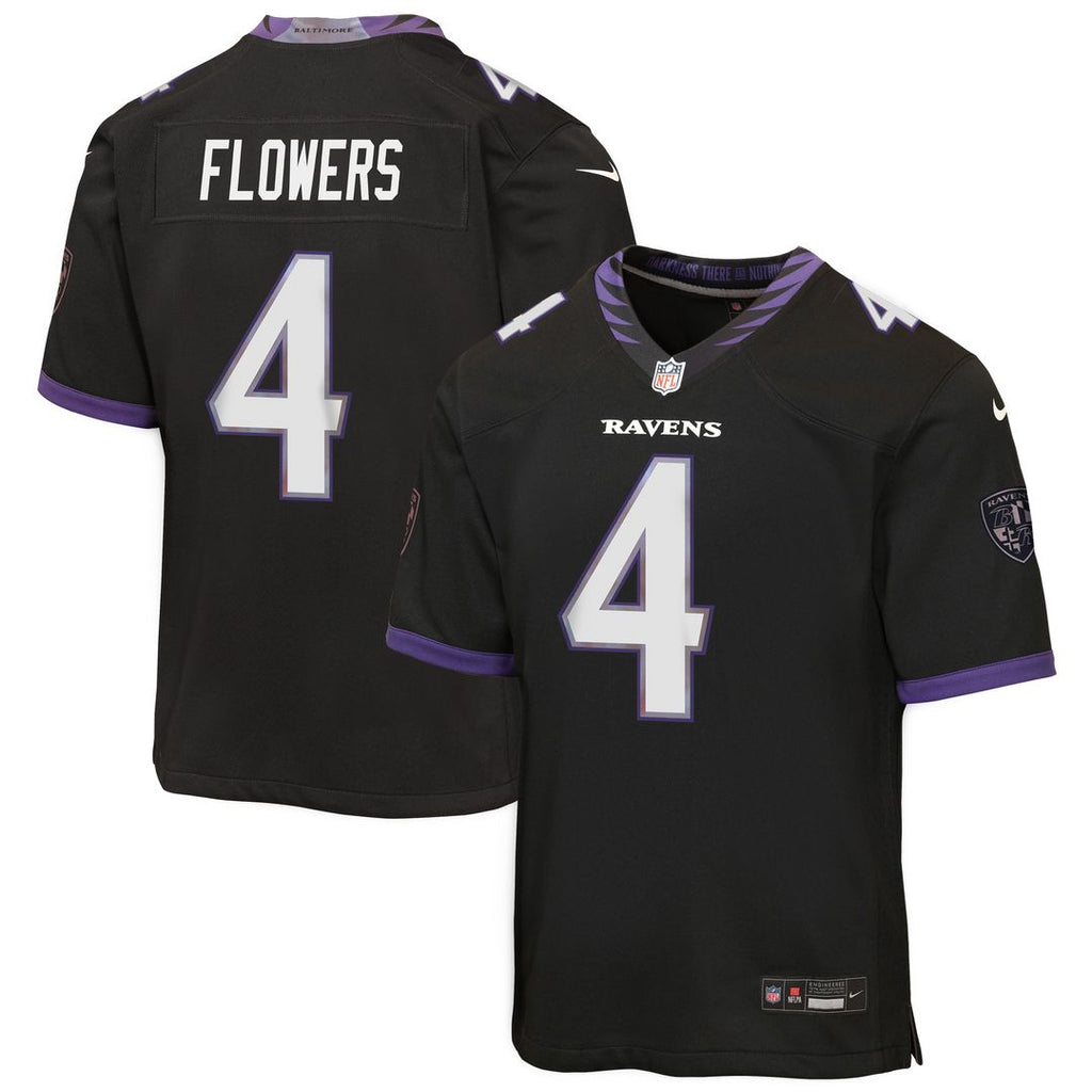 Zay Flowers Baltimore Ravens Nike Youth Alternate Game Jersey - Black Official NFL Team Apparel Football Fan Gear