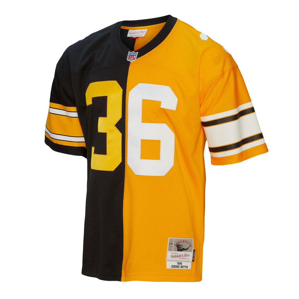 Jerome Bettis Pittsburgh Steelers Mitchell & Ness 1996 Split Legacy Replica Jersey - Black/Gold Official NFL Team Apparel Football Fan Gear