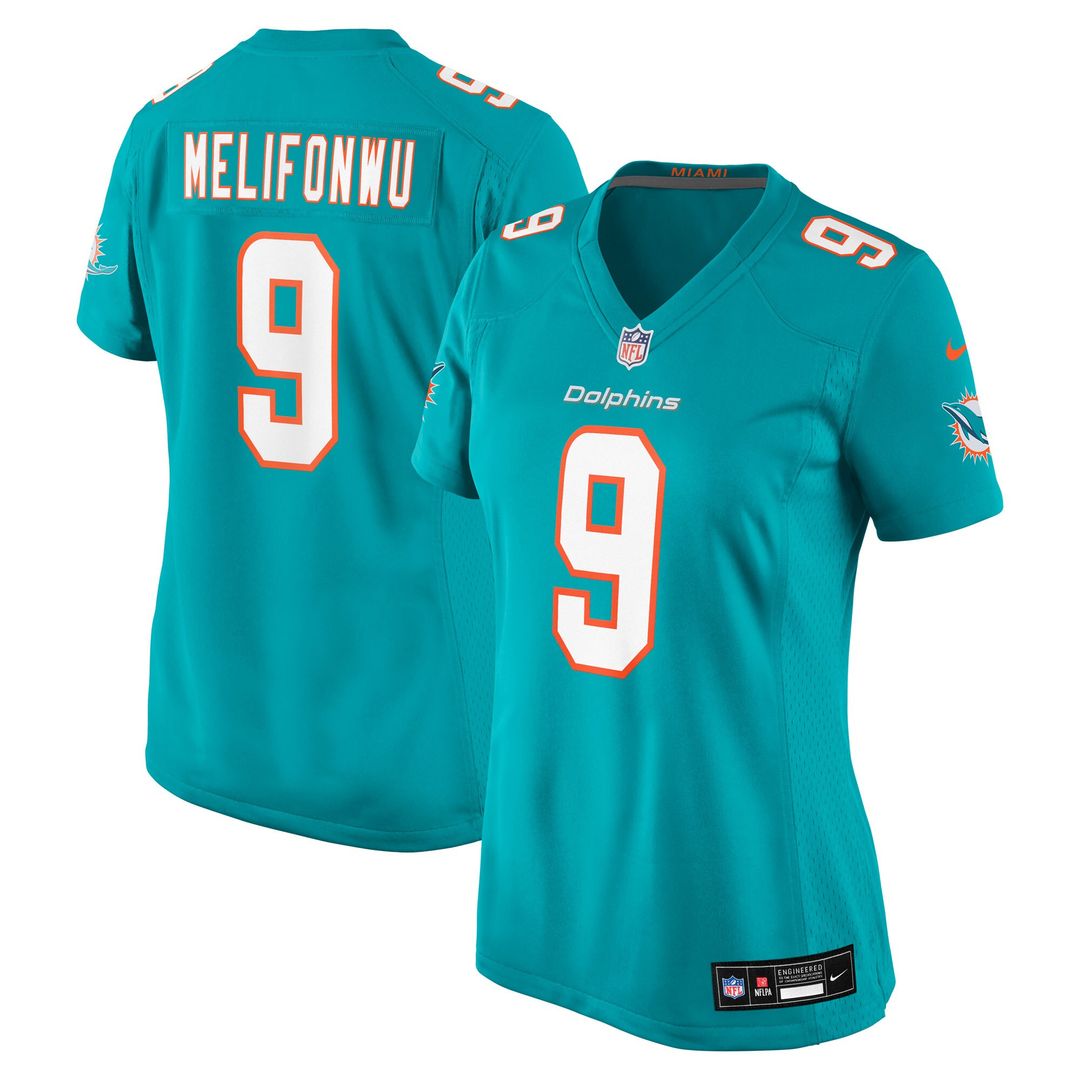 Ifeatu Melifonwu Miami Dolphins Nike Women's Team Game Jersey - Aqua Official NFL Team Apparel Football Fan Gear