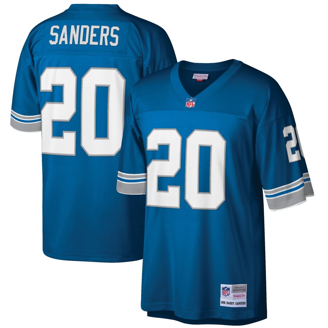 Barry Sanders Detroit Lions Mitchell & Ness Big & Tall 1996 Retired Player Replica Jersey - White Official NFL Team Apparel Football Fan Gear
