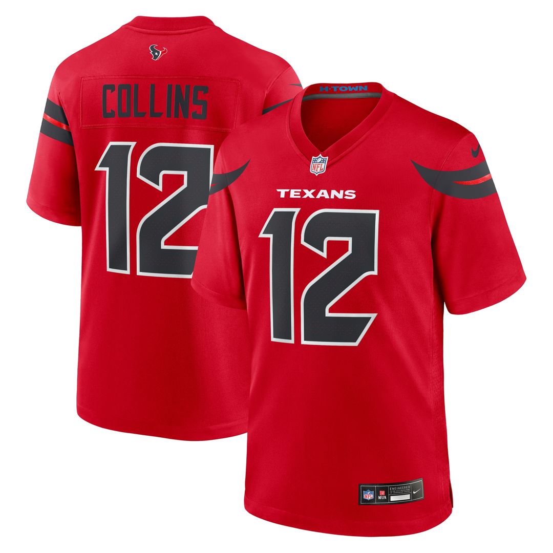 Nico Collins Houston Texans Nike Alternate Game Jersey - Red Official NFL Team Apparel Football Fan Gear