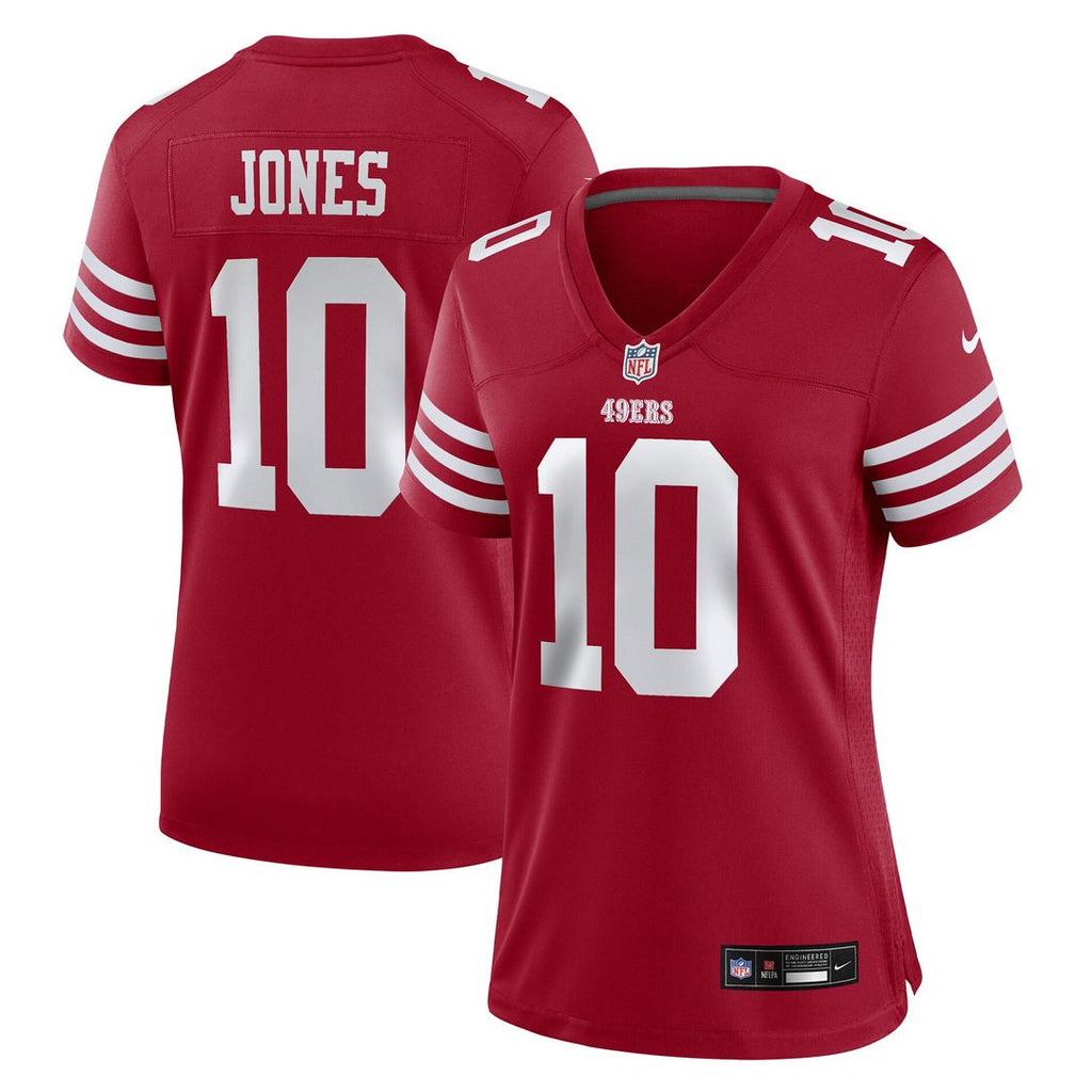 Mac Jones San Francisco 49ers Nike Women's Team Game Jersey - Scarlet Official NFL Team Apparel Football Fan Gear