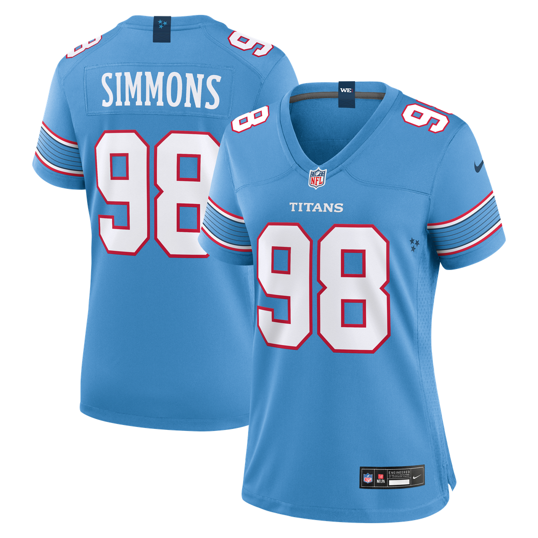 Jeffery Simmons Tennessee Titans Nike Women's Game Jersey - Light Blue Official NFL Team Apparel Football Fan Gear