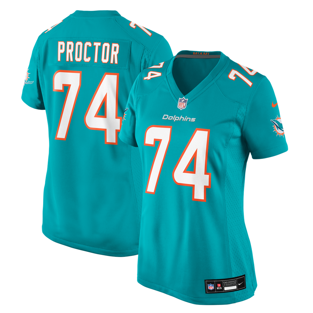 Kadyn Proctor Miami Dolphins Nike Women's Team Game Jersey - Aqua Official NFL Team Apparel Football Fan Gear
