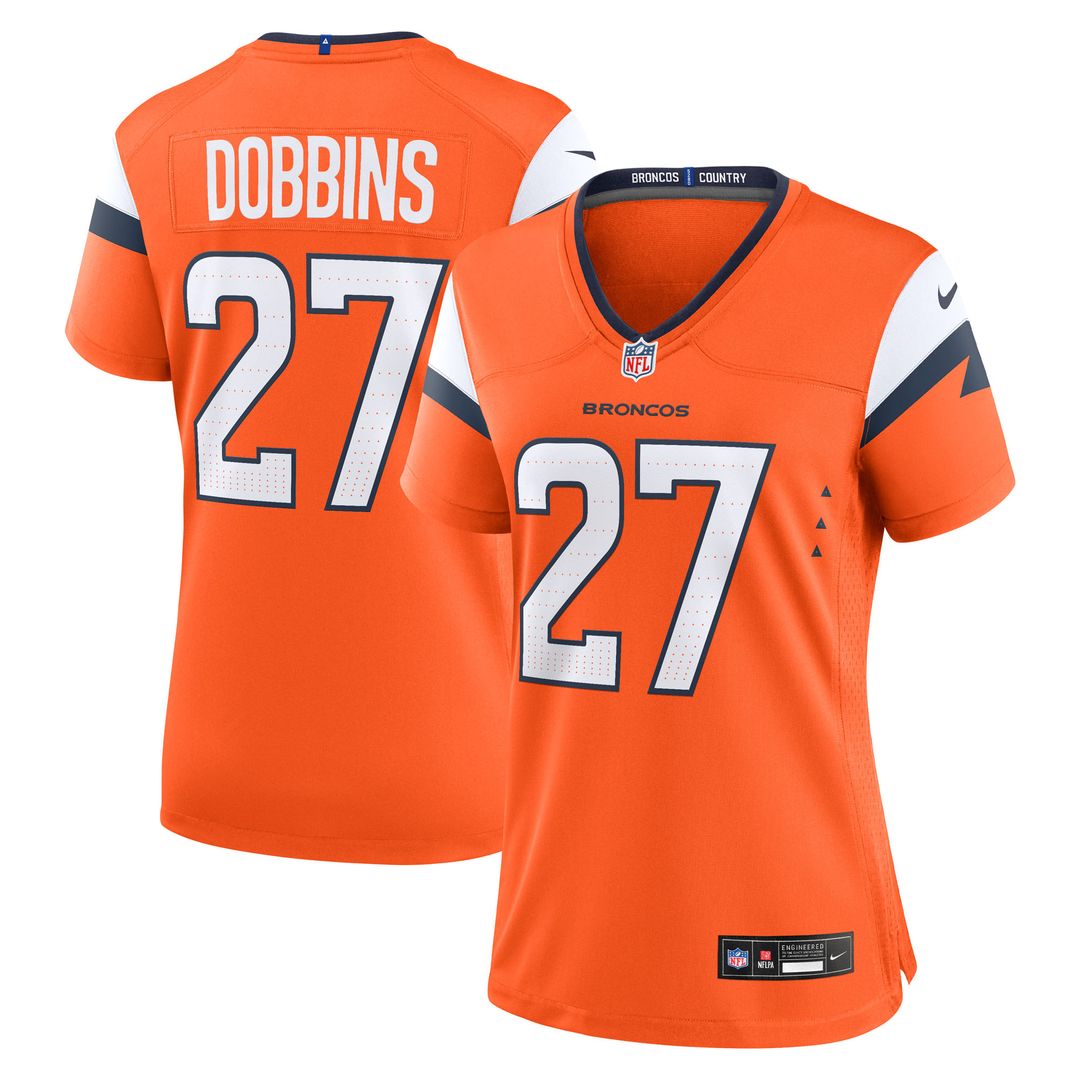 J.K. Dobbins Denver Broncos Nike Women's Team Game Jersey - Orange Official NFL Team Apparel Football Fan Gear