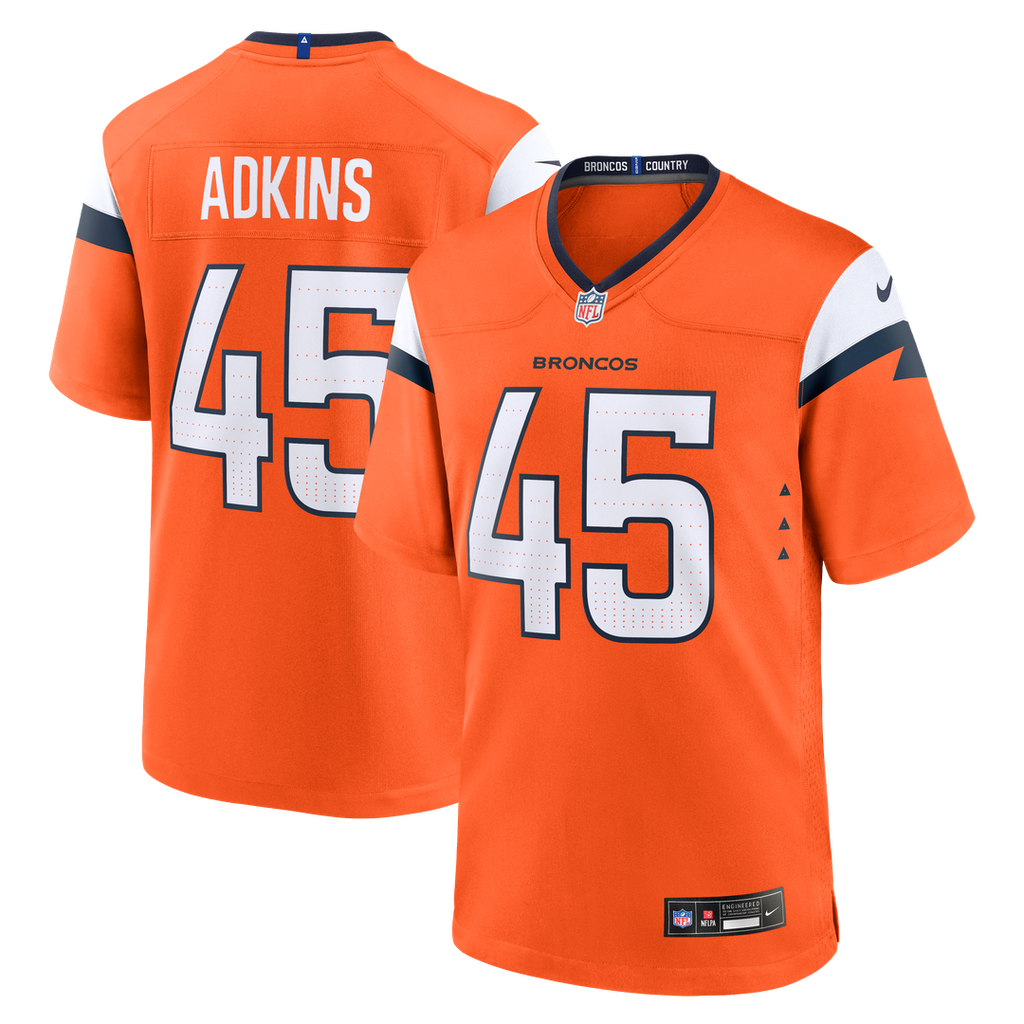 Nate Adkins Denver Broncos Nike Team Game Jersey - Orange Official NFL Team Apparel Football Fan Gear