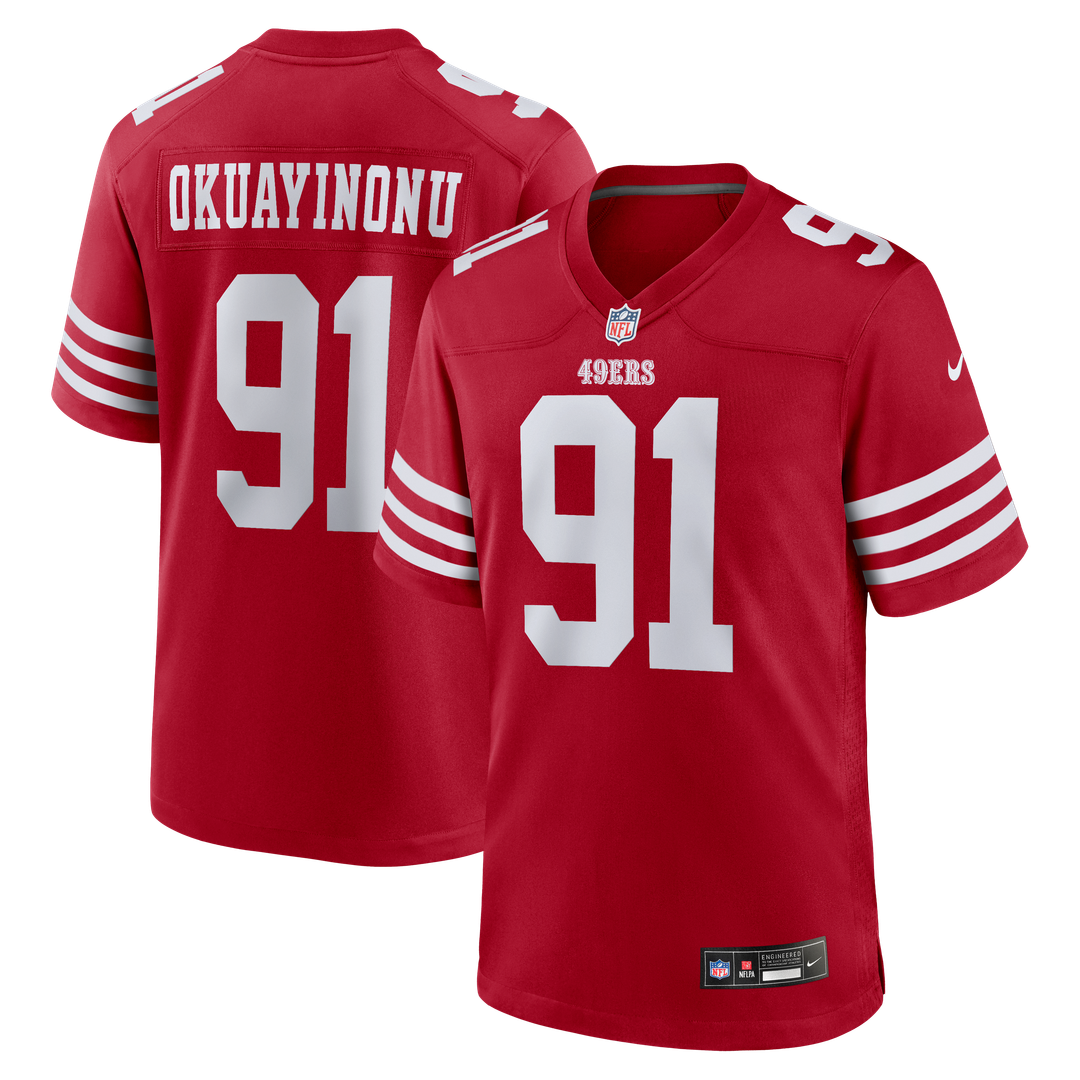 Sam Okuayinonu San Francisco 49ers Nike Team Game Jersey - Scarlet Official NFL Team Apparel Football Fan Gear