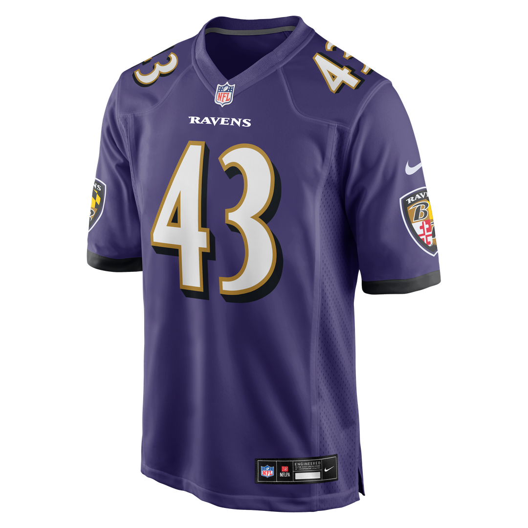Justice Hill Baltimore Ravens Nike Game Jersey - Purple Official NFL Team Apparel Football Fan Gear