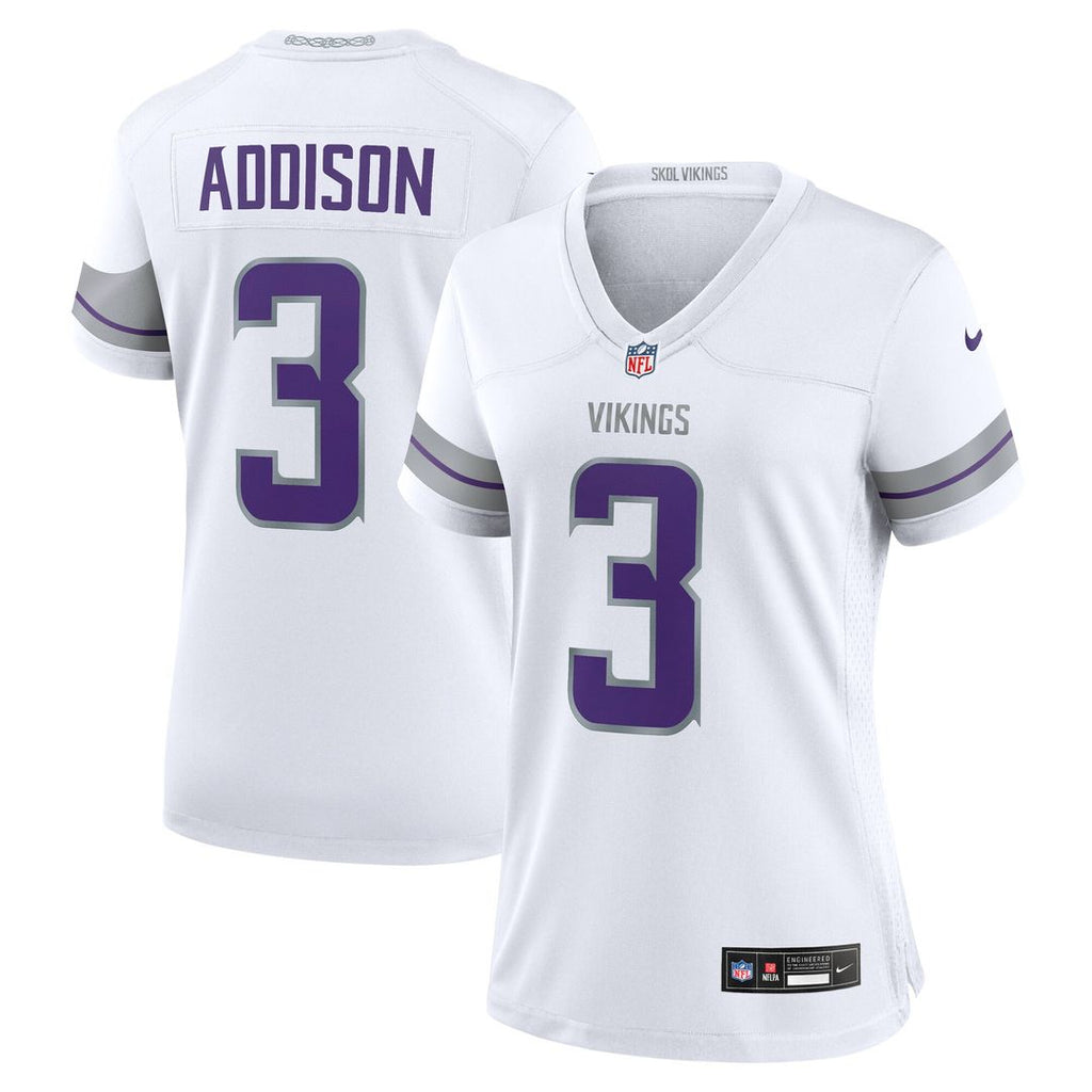 Jordan Addison Minnesota Vikings Nike Women's Alternate Game Player Jersey - White Official NFL Team Apparel Football Fan Gear