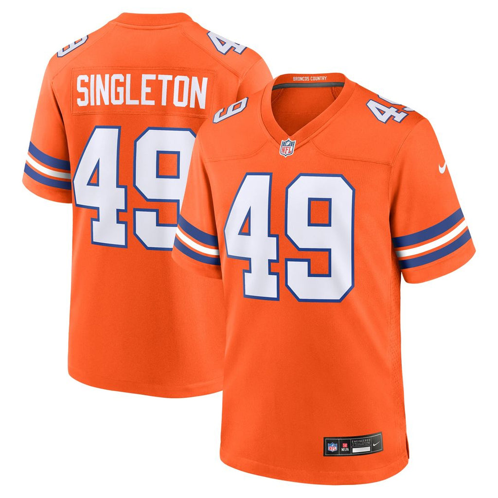 Alex Singleton Denver Broncos Nike Alternate Game Jersey - Orange Official NFL Team Apparel Football Fan Gear