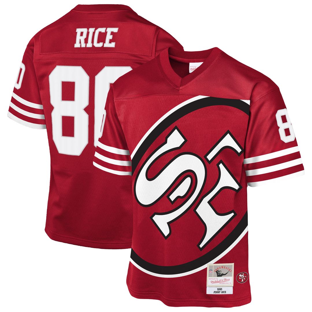Jerry Rice San Francisco 49ers Mitchell & Ness Youth 1990 Throwback Fashion Jersey - Scarlet Official NFL Team Apparel Football Fan Gear