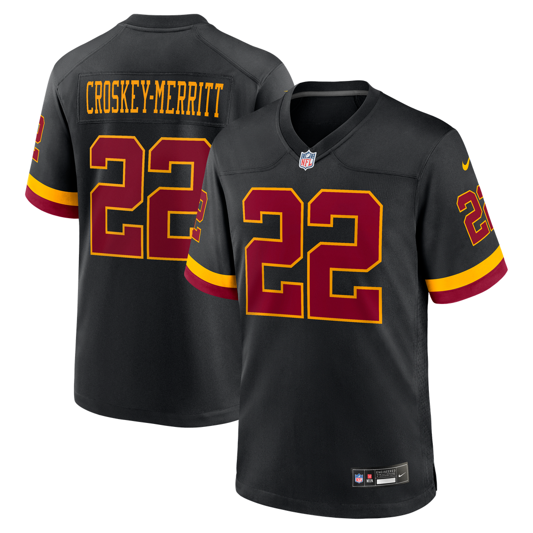 Jacory Croskey-Merritt Washington Commanders Nike Hail Raiser Alternate Game Jersey - Black Official NFL Team Apparel Football Fan Gear