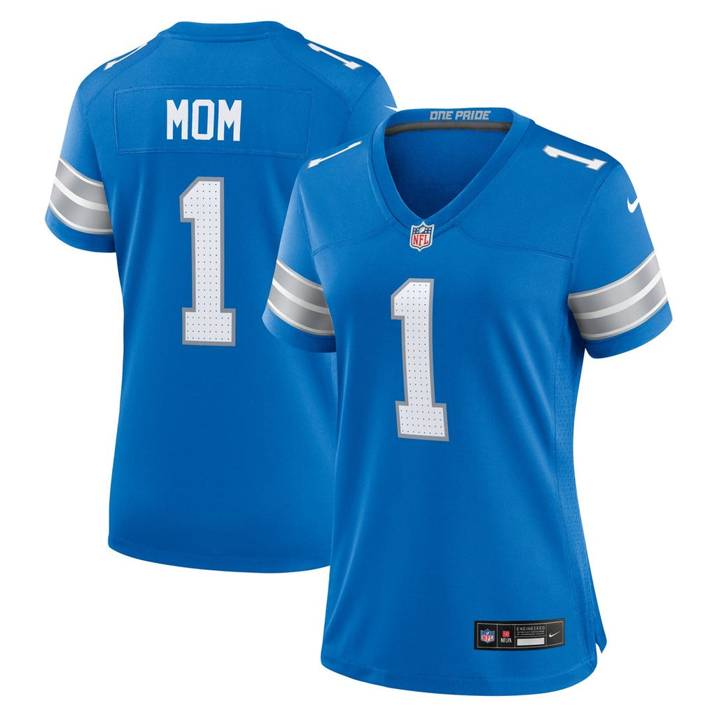 Number 1 Mom Detroit Lions Nike Game Jersey - Blue Official NFL Team Apparel Football Fan Gear