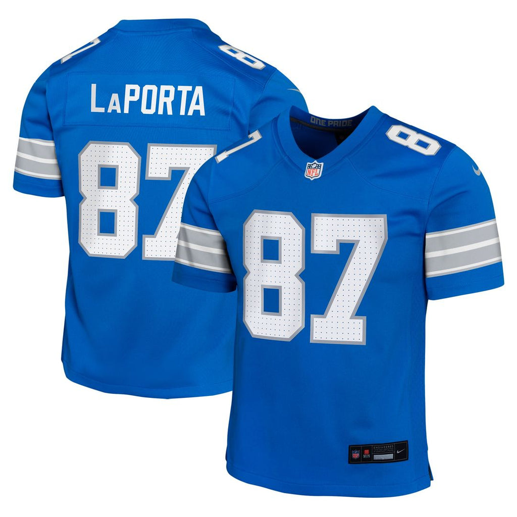Sam LaPorta Detroit Lions Nike Youth Game Jersey - Blue Official NFL Team Apparel Football Fan Gear