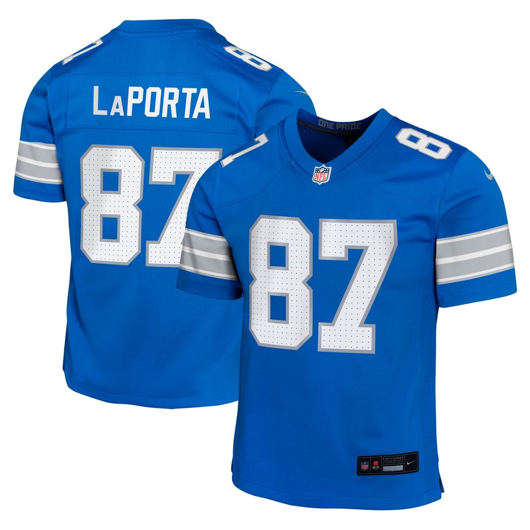 Sam LaPorta Detroit Lions Nike Youth Game Jersey - Blue Official NFL Team Apparel Football Fan Gear