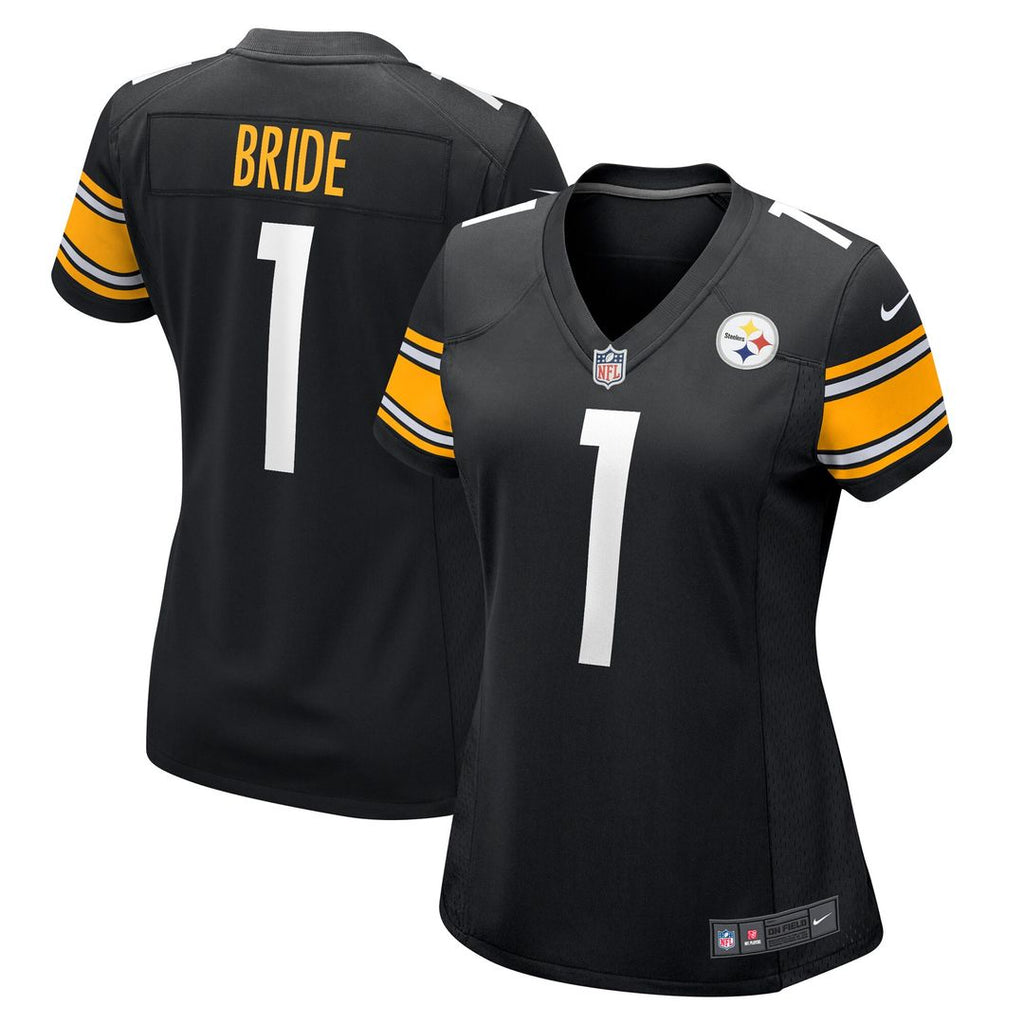 Number 1 Bride Pittsburgh Steelers Nike Women's Game Jersey - Black Official NFL Team Apparel Football Fan Gear