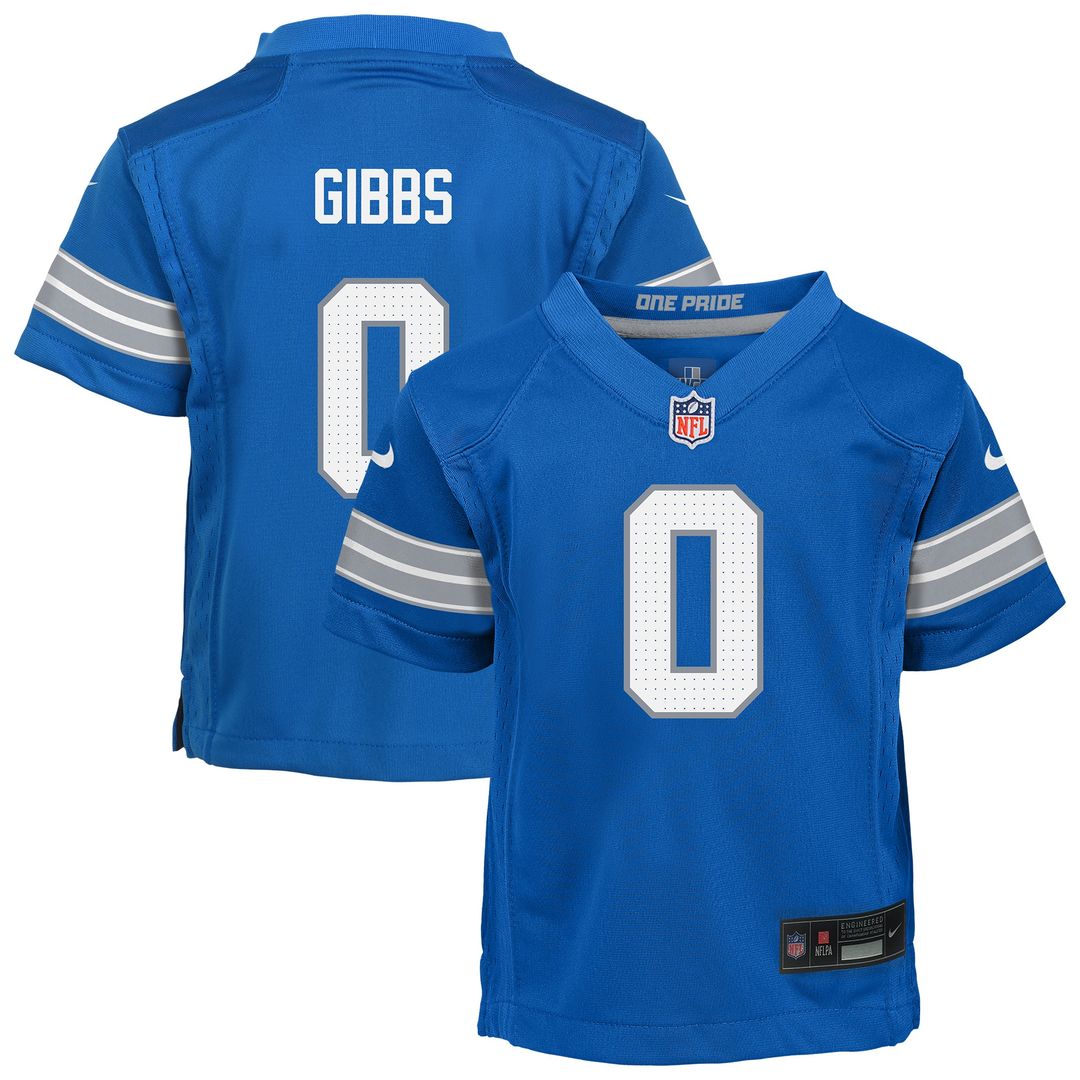 Jahmyr Gibbs Detroit Lions Nike Toddler Game Jersey - Blue Official NFL Team Apparel Football Fan Gear