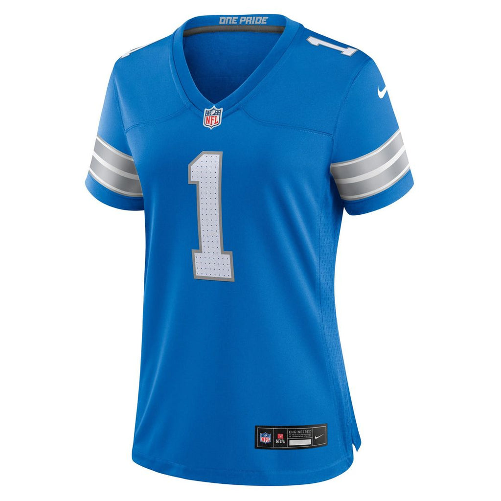 Number 1 Bride Detroit Lions Nike Women's Game Jersey - Blue Official NFL Team Apparel Football Fan Gear
