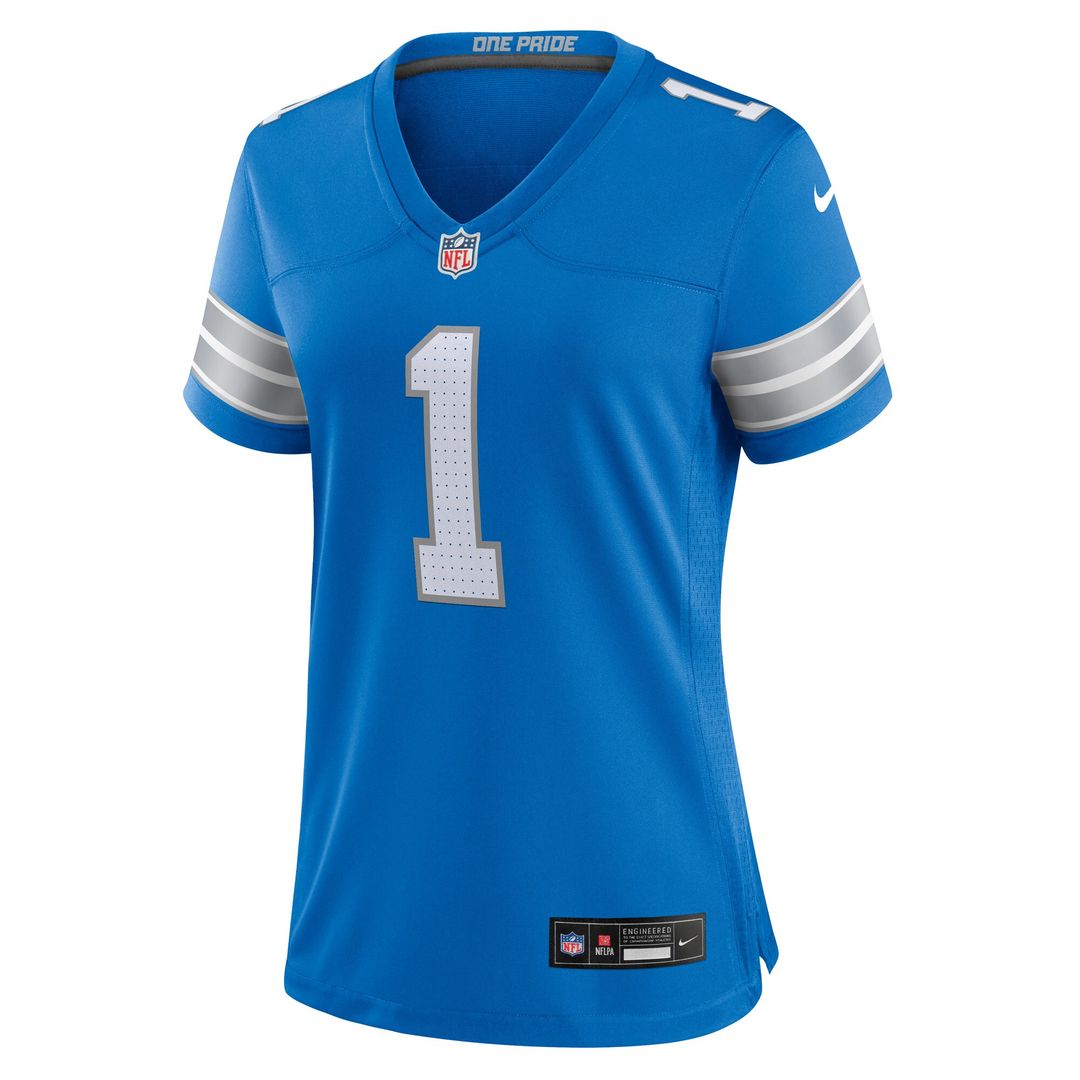 Number 1 Bride Detroit Lions Nike Women's Game Jersey - Blue Official NFL Team Apparel Football Fan Gear