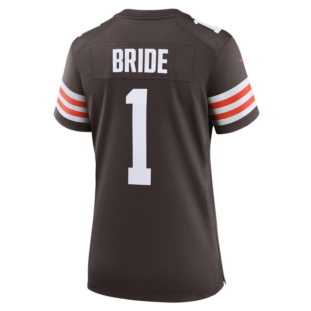 Number 1 Bride Cleveland Browns Nike Women's Game Jersey - Brown Official NFL Team Apparel Football Fan Gear
