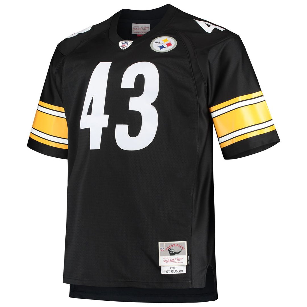 Troy Polamalu Pittsburgh Steelers Mitchell & Ness Big & Tall 2005 Retired Player Replica Jersey - Black Official NFL Team Apparel Football Fan Gear