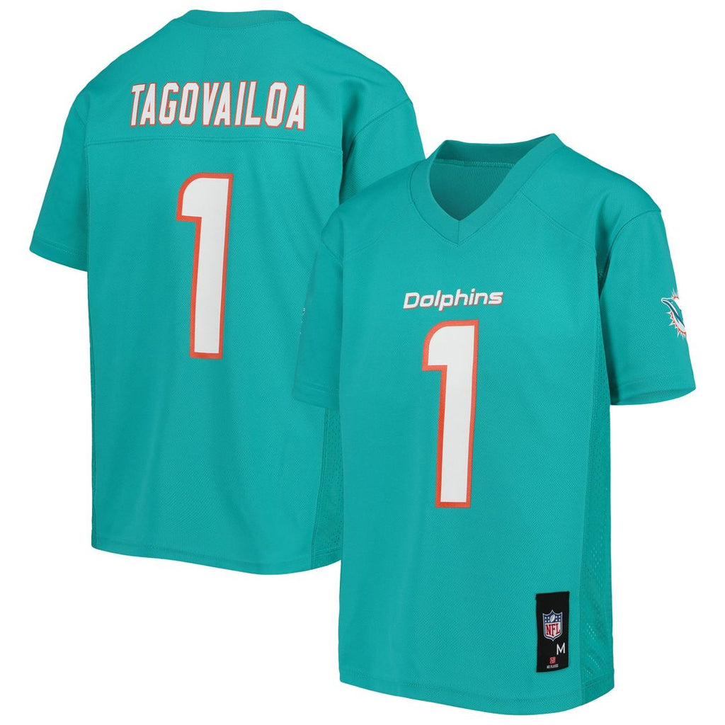 Tua Tagovailoa Miami Dolphins Youth Replica Player Jersey - Aqua Official NFL Team Apparel Football Fan Gear