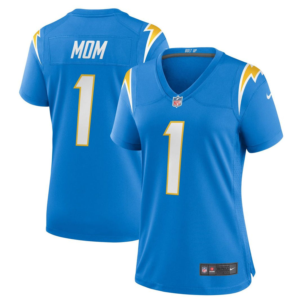 Number 1 Mom Los Angeles Chargers Nike Women's Game Jersey - Powder Blue Official NFL Team Apparel Football Fan Gear